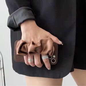 Stylish IPhone 16 pro max Case with Satin Scrunchie Holder